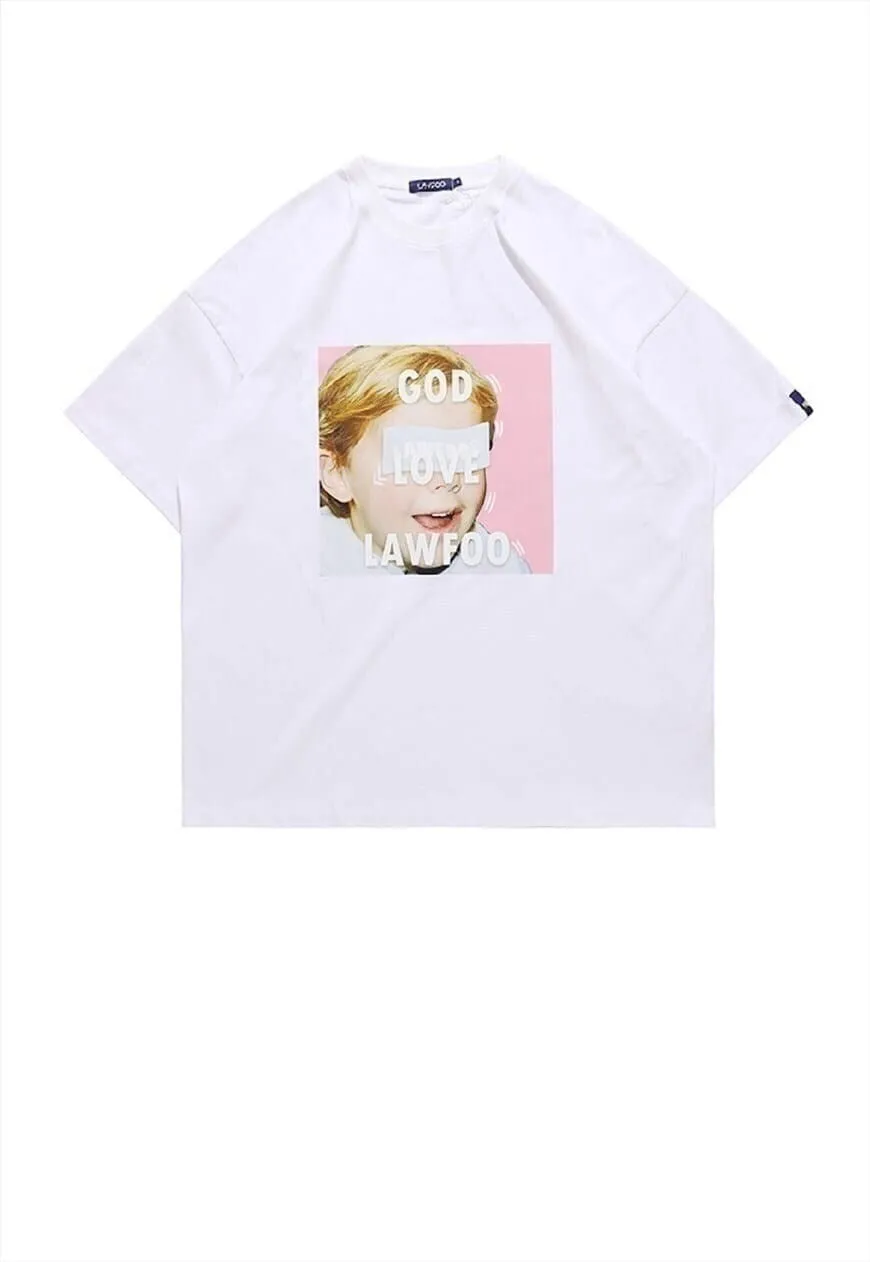 God loves t-shirt grunge tee skater child top in white