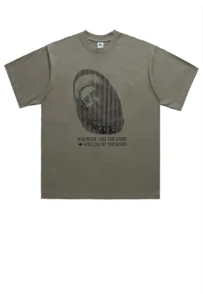 Jesus t-shirt retro saint print tee grunge punk top in grey