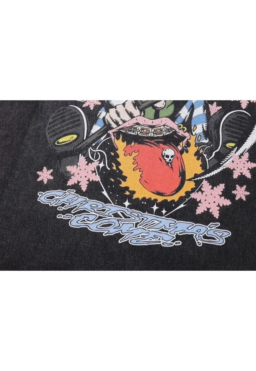 Joker t-shirt clown print tee retro cartoon top vintage grey