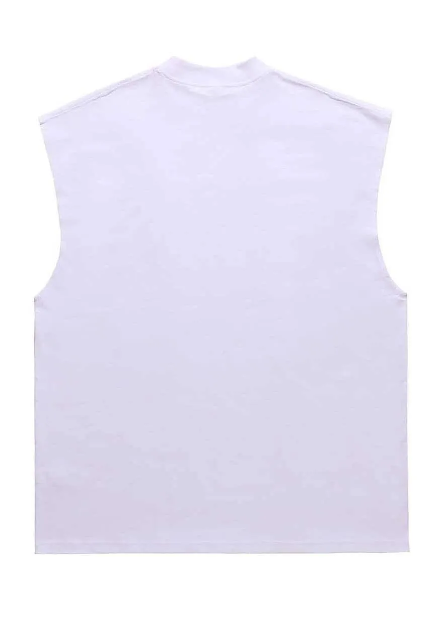 Monster print sleeveless t-shirt retro tank top surfer vest