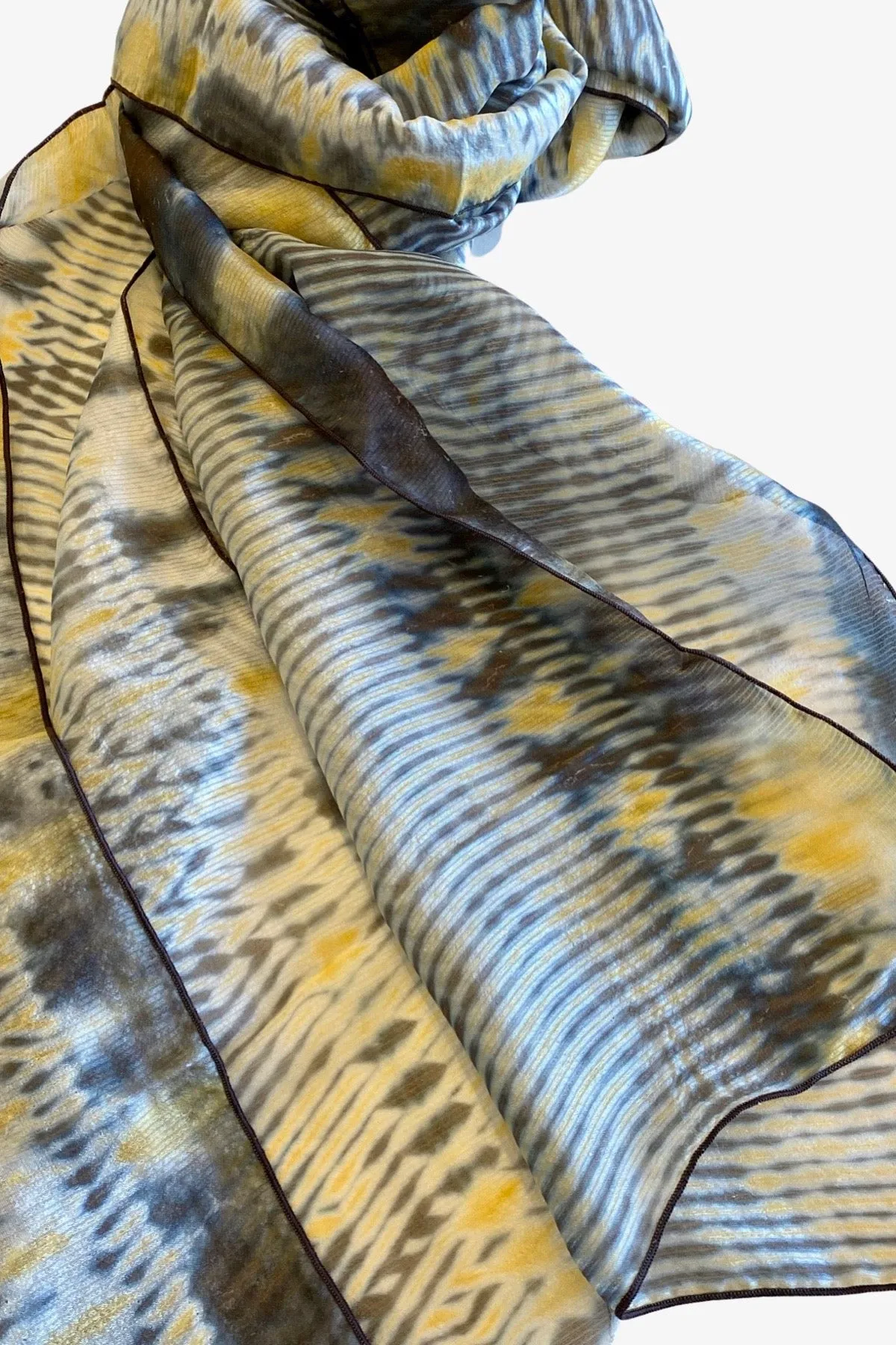 Silk Scarf Dyed in Shibori Technique | Aura