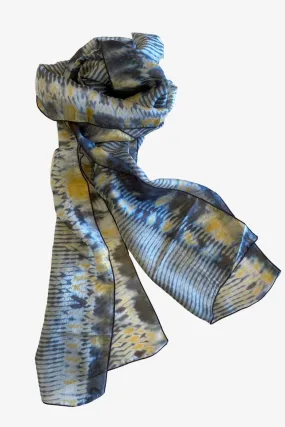 Silk Scarf Dyed in Shibori Technique | Aura