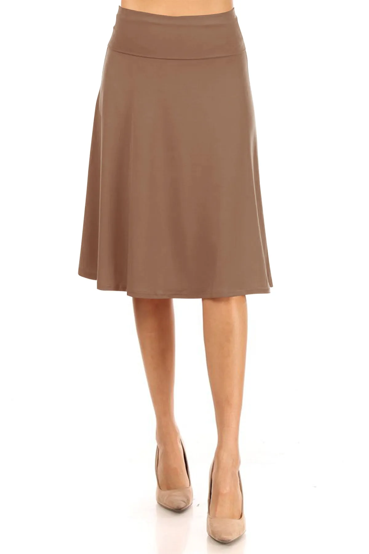 Women's Casual Stretch Foldable Waist Relaxed Fit A-Line Skirts